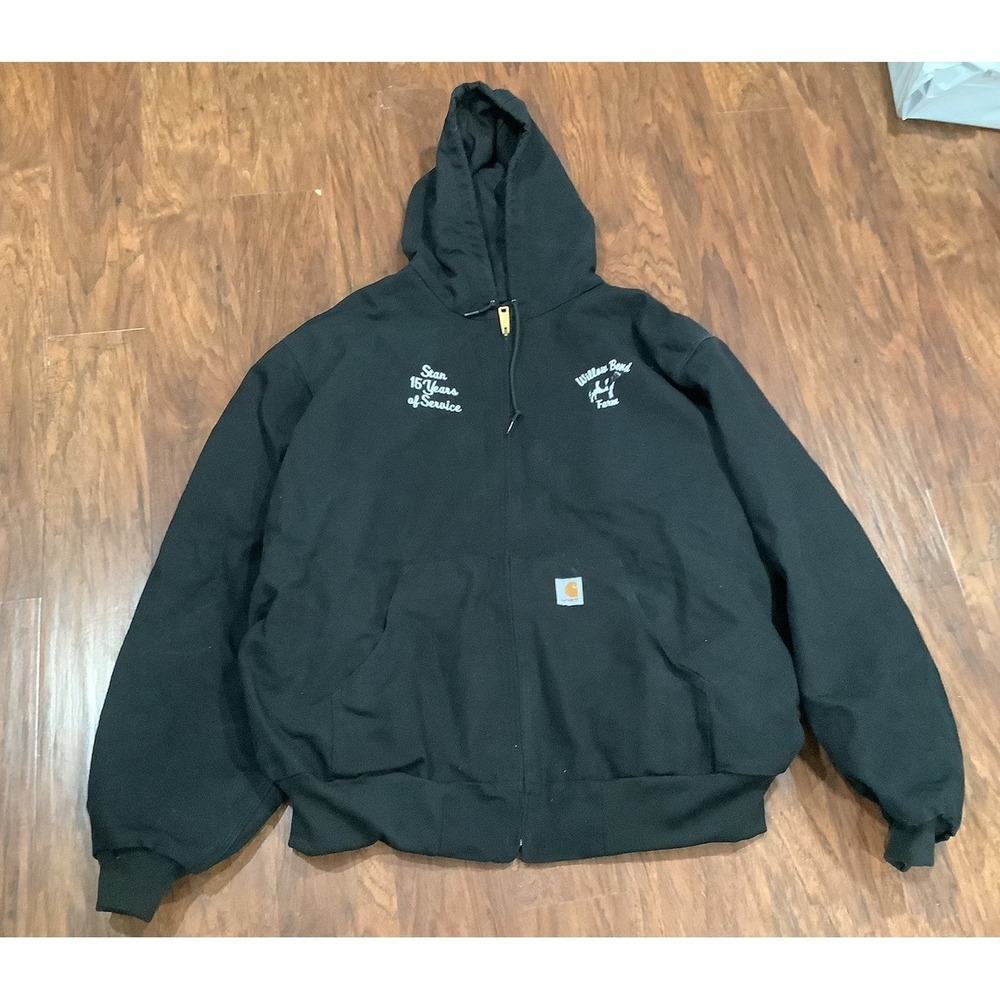 Rare Carhartt Hooded insulated Work Jacket, Made in U.S.A. Sz. 2XLARGE J131BLK